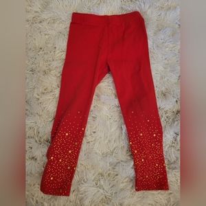 Cat an Jack girl's red leggings with gold stars. 3T